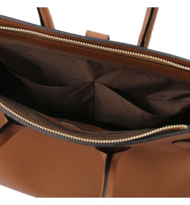 Γυναικεία Τσάντα Δερμάτινη Tuscany Leather TL142174 Κονιάκ