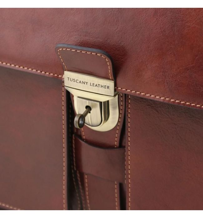 Ανδρική Επαγγελματική Τσάντα Δερμάτινη Assisi 15 ίντσες Tuscany Leather TL141825 Καφέ