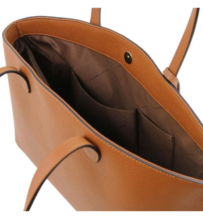 Γυναικεία Τσάντα Ώμου Δερμάτινη Tuscany Leather TL141828 Κονιάκ