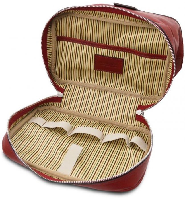 Θήκη Τσαντάκι Καλλυντικών Δερμάτινο Jacob Tuscany Leather TL142204 Κόκκινο
