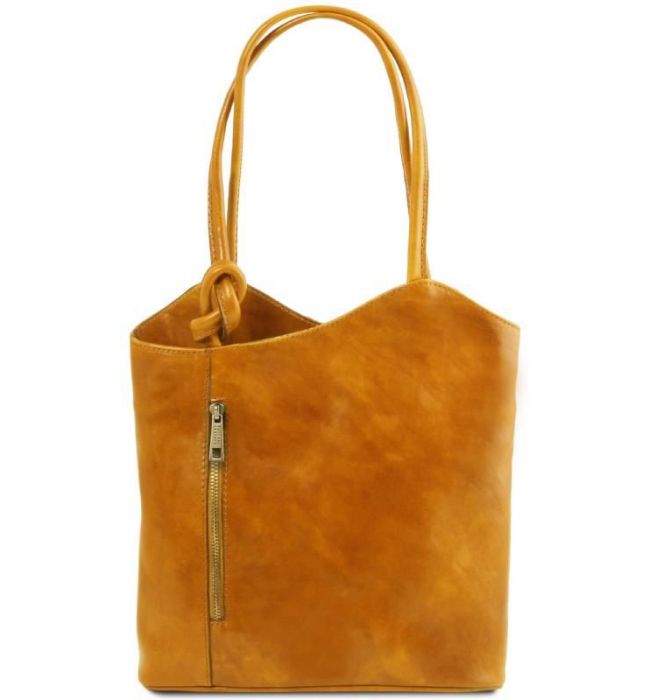 Γυναικεία Τσάντα Δερμάτινη Πλάτης & Ώμου Patty Tuscany Leather TL141497 Κίτρινο