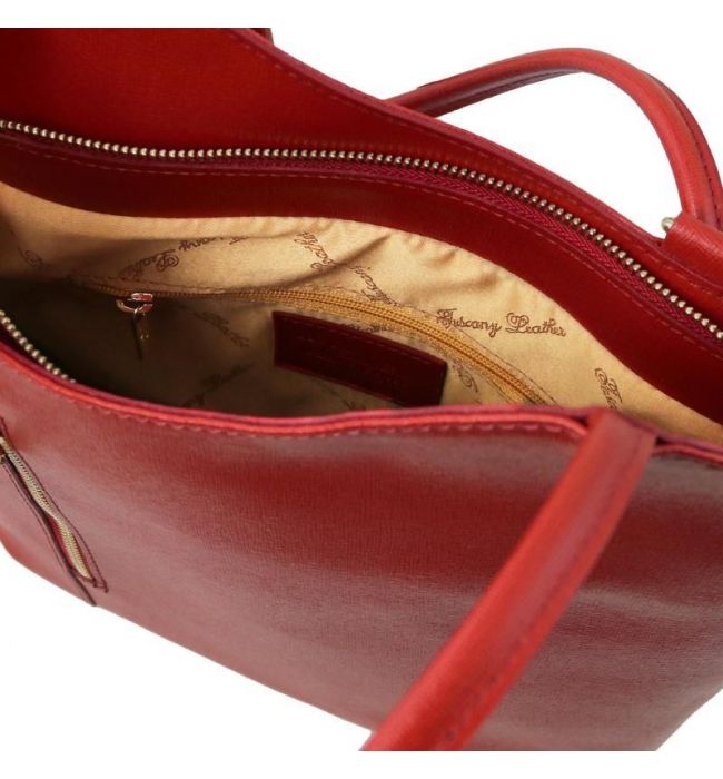 Γυναικεία Τσάντα Δερμάτινη Πλάτης & Ώμου Patty Tuscany Leather TL141455 Κόκκινο