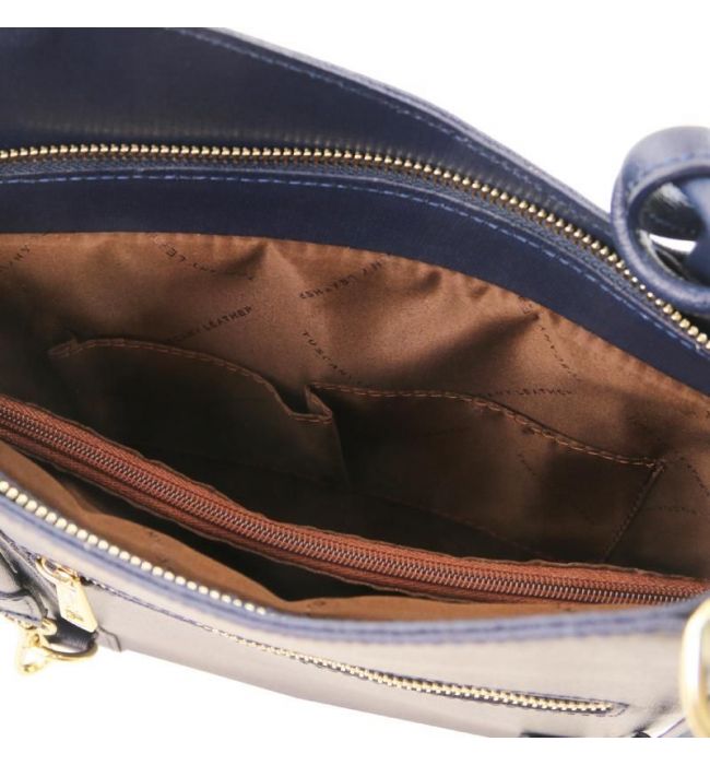 Γυναικεία Τσάντα Δερμάτινη Πλάτης & Ώμου Patty Tuscany Leather TL141455 Μπλε σκούρο