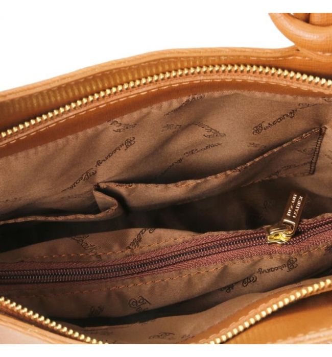 Γυναικεία Τσάντα Δερμάτινη Πλάτης & Ώμου Patty Tuscany Leather TL141455 Κονιάκ