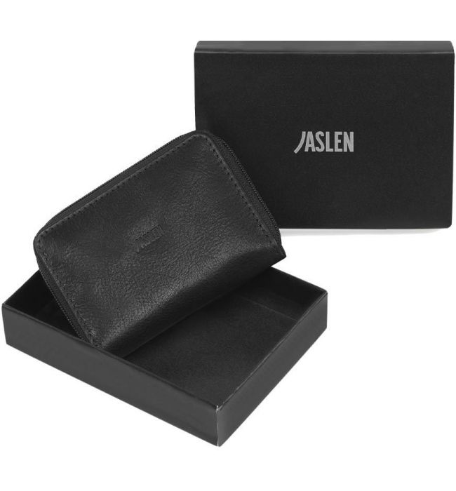 Πορτοφόλι με Μπρελόκ Ανδρικό JASLEN με RFID Δερμάτινο 204243-01 Μαύρο
