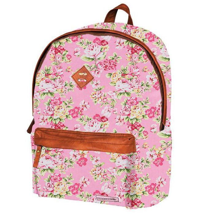 Τσάντα δημοτικού ροζ λουλούδια με 2 θήκες 41x32x14 εκ. Marshmallow 28757